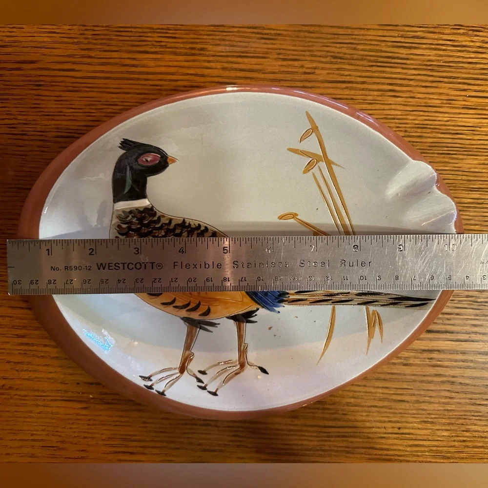 STANGL POTTERY #3926C SPORTSMAN SERIES PHEASANT OVAL 10 3/4" CIGAR ASHTRAY - Picture 4 of 6